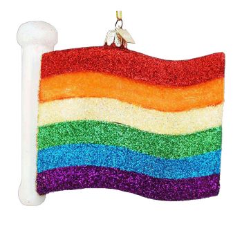 Kurt S. Adler glazen kerstbal regenboogvlag 10cm multi 