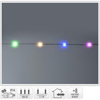 Kerstverlichting 120 LED multi color draad 9 meter