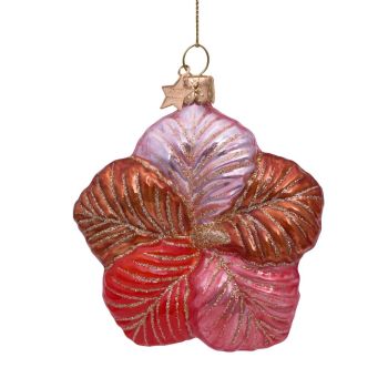 Vondels glazen kerstbal bloem 8.5cm multi 