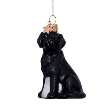 Vondels glazen kerstbal hond labrador 9cm zwart 