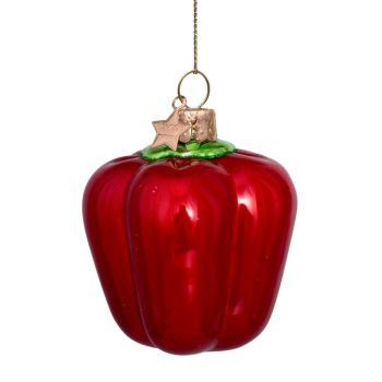 Vondels glazen kerstbal paprika 7cm rood 