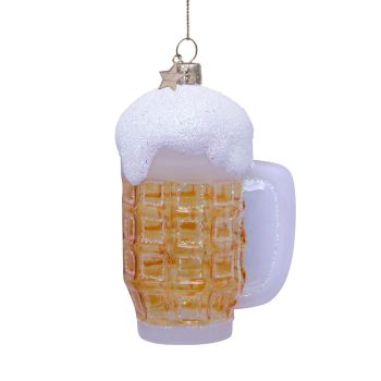 Vondels glazen kerstbal bier 11cm geel 