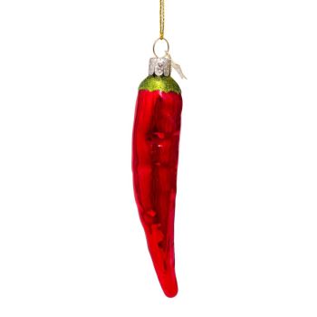 Vondels glazen kerstbal chili peper 11.5cm rood 