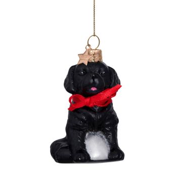 Vondels glazen kerstbal hond labrador pup 7cm zwart 