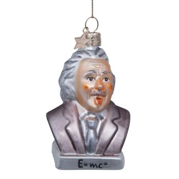 Vondels glazen kerstbal einstein 9.5cm grijs 