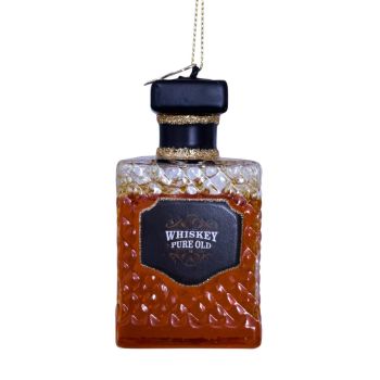 Vondels glazen kerstbal whiskeyfles 8.5cm bruin 