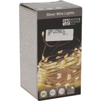 Kerstverlichting 240 microLED warm wit zilverdraad 23,9 meter