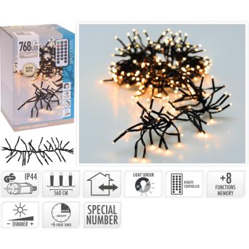 Kerstverlichting 768 LED cluster warm wit 5,6 meter