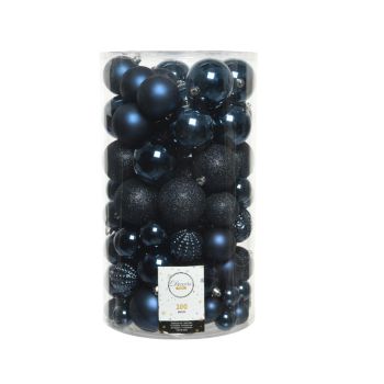 Decoris kunststof kerstballen blauw 100 stuks