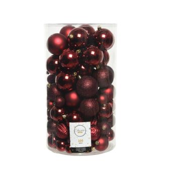 Decoris kunststof kerstballen rood 100 stuks