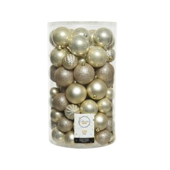 Decoris kunststof kerstballen parel 100 stuks