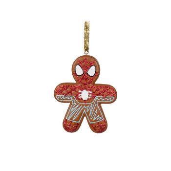 Kurt S. Adler kunststof kerstbal Disney Marvel peperkoek Spiderman 7cm bruin 