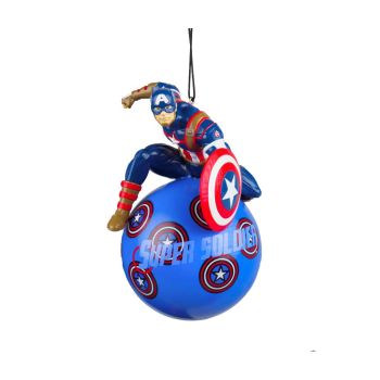 Kurt S. Adler kunststof kerstbal Disney Marvel Captain America 12cm blauw 