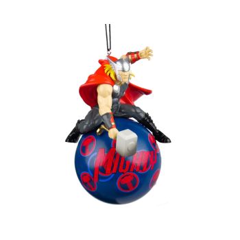 Kurt S. Adler kunststof kerstbal Disney Marvel Thor 12cm blauw, rood 