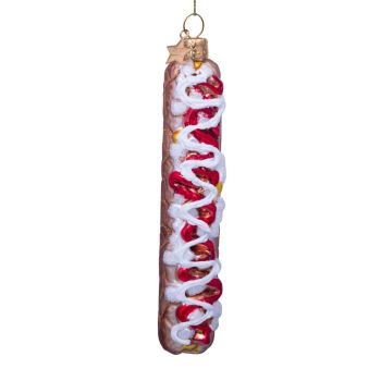 Vondels glazen kerstbal frikandel speciaal 12cm multi 