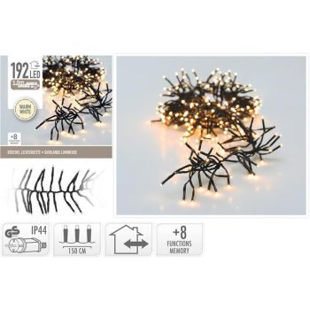 Kerstverlichting 192 LED cluster warm wit 1,5 meter