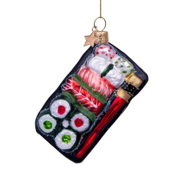 Vondels glazen kerstbal sushi bord 10cm multi 