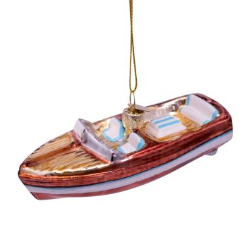 Vondels glazen kerstbal moterboot 12cm multi 