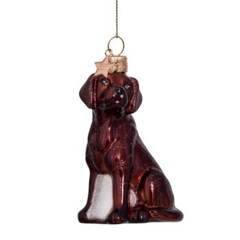 Vondels glazen kerstbal hond labrador 9cm bruin 