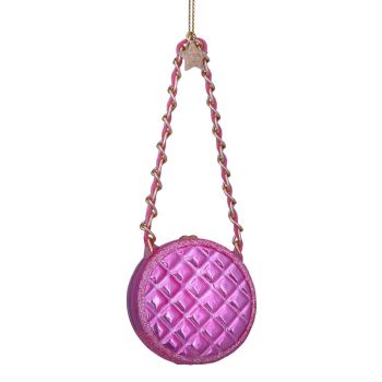 Vondels glazen kerstbal handtas 5.5cm roze 