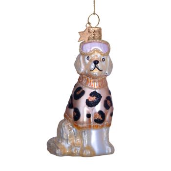 Vondels glazen kerstbal hond labrador met skikleding 9.5cm multi 