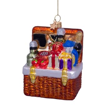 Vondels glazen kerstbal mand met cadeautjes 11cm multi 