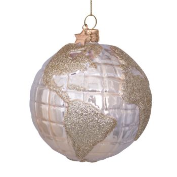 Vondels glazen kerstbal globe 11cm champagne 