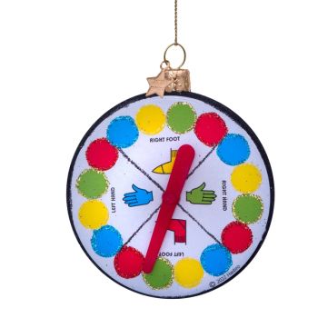 Vondels glazen kerstbal twister draaischijf 7.5cm multi 