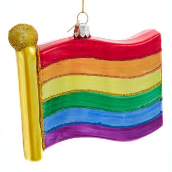 Kurt S. Adler glazen kerstbal regenboogvlag 12cm multi 