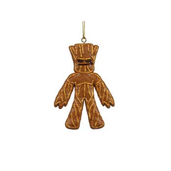 Kurt S. Adler kunststof kerstbal Disney Marvel peperkoek Groot 7cm bruin 