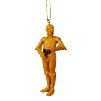 Kurt S. Adler kunststof kerstbal Star Wars C-3PO 8cm bruin 