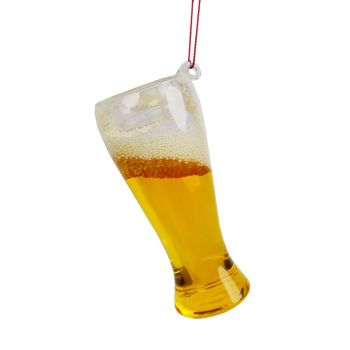 Kurt S. Adler glazen kerstbal pint bier 8.5cm transparant 