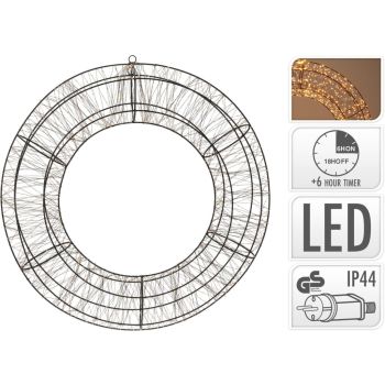 Ring kerstverlichting 70cm 2400LED extra warm wit zwart