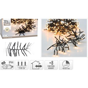 Cluster kerstboomverlichting 2016 LED warm wit 8 functie controller + timer