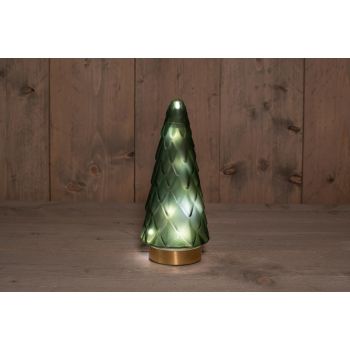 Anna's Collection kerstverlichting boom glas h24.5cm mat groen goud