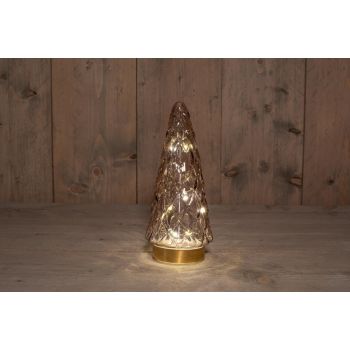 Anna's Collection kerstverlichting boom glas 24.5cm roze goud