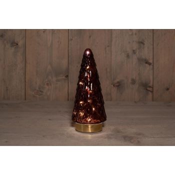 Anna's Collection Boom kerstverlichting glas h24.5cm bordeaux goud