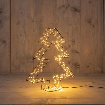 Anna's Collection kerstverlichting boom metaal 3D zwart 36cm 300LED classic warm