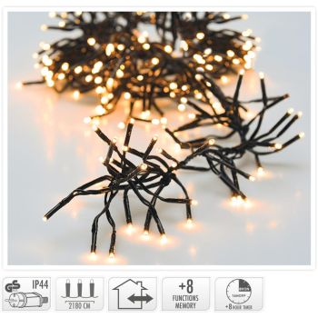 Cluster kerstboomverlichting 3000LED warm wit 22 meter 8 functie controller + timer