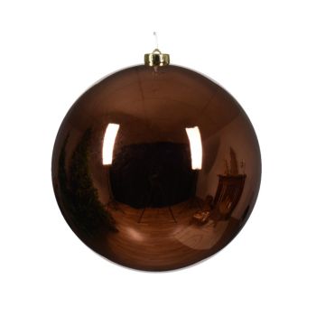 Decoris kunststof kerstbal 20 cm bruin 1 stuks