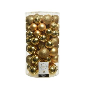 Decoris kunststof kerstballen goud 100 stuks