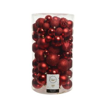 Decoris kunststof kerstballen rood 100 stuks