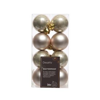 Decoris kunststof kerstbal 4cm parel 16 stuks