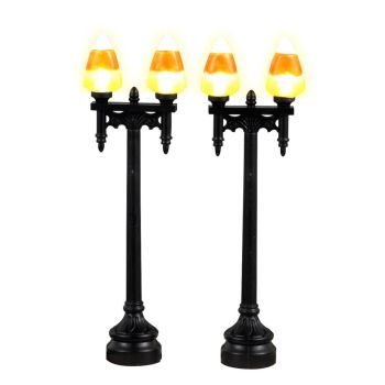 Lemax candy corn street light, set of 2, b/o (4.5v Spooky Town 2023