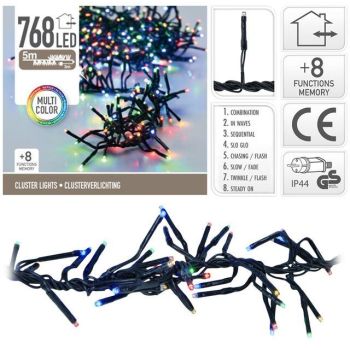 Kerstverlichting 768 LED cluster multicolor 5,5 meter