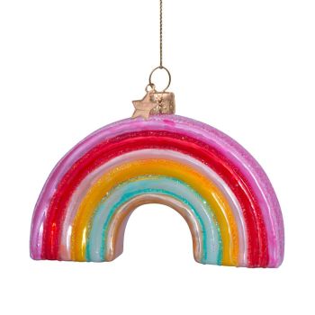 Vondels glazen kerstbal regenboog 8cm multi 