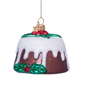 Vondels glazen kerstbal christmas pudding 6cm multi 