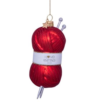 Vondels glazen kerstbal bolletje wol 11.5cm rood 