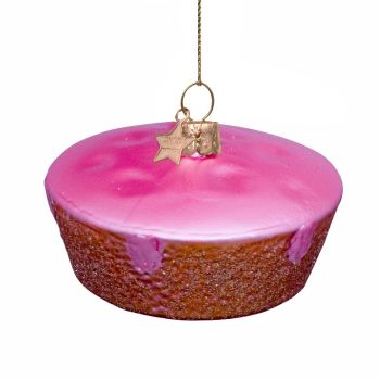 Vondels glazen kerstbal roze koek 6cm roze 