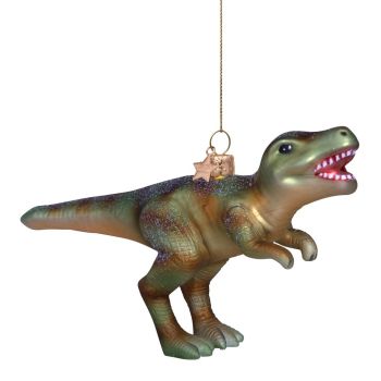 Vondels glazen kerstbal dino 15cm groen 